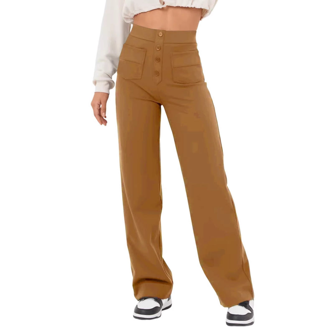 Damen Hochtaillierte Wide‑Leg Hose mit aufgesetzten Taschen Drune
