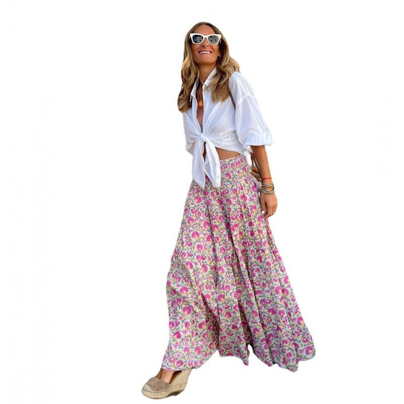 Damen Maxi-Rock mit floralem Muster Drune