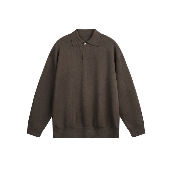Herren Lockerer Strick-Polo-Pullover mit Knopfblende und Oversize-Schnitt Drune