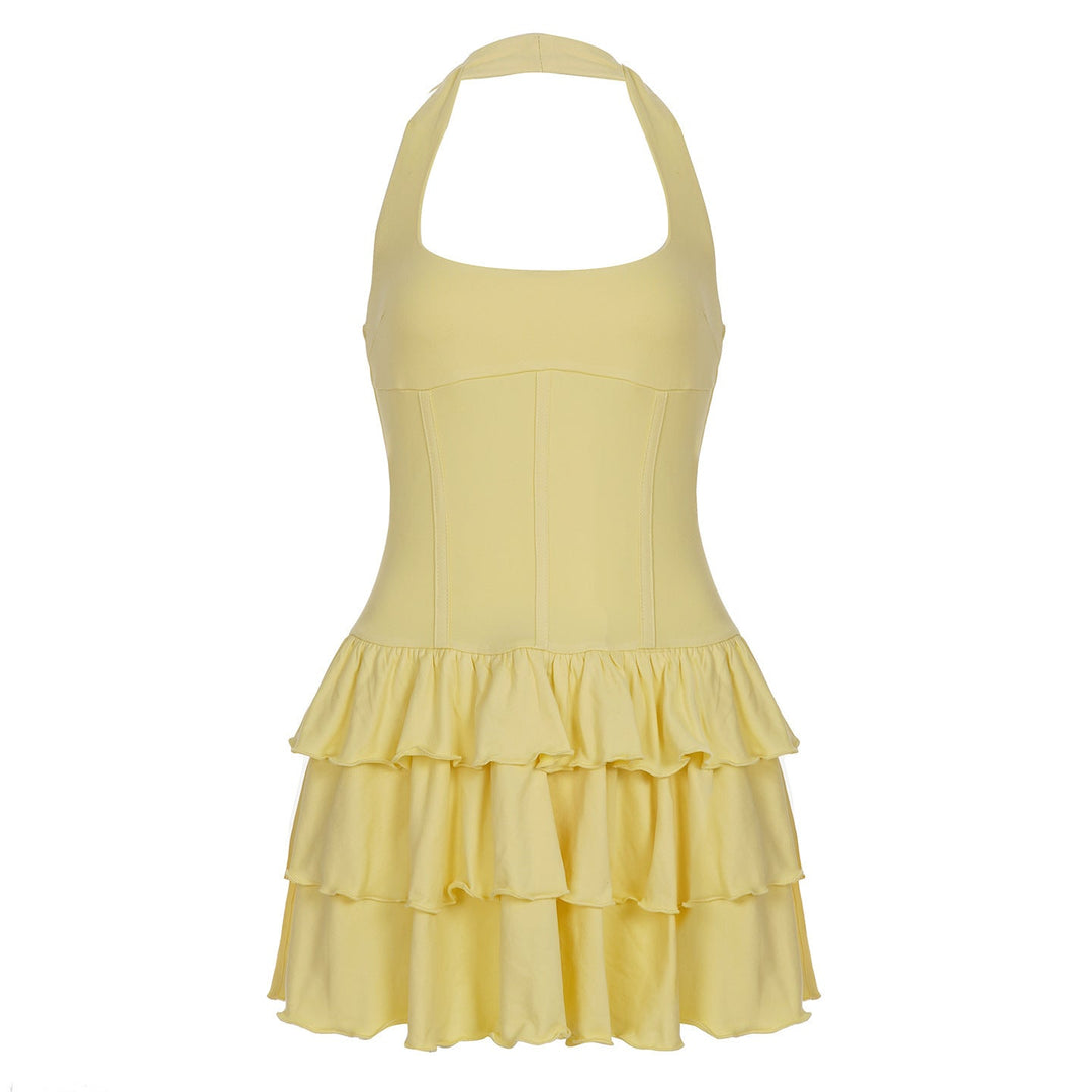 Damen Wickelkleid mit voluminösem Rüschensaum und eleganter Silhouette Drune