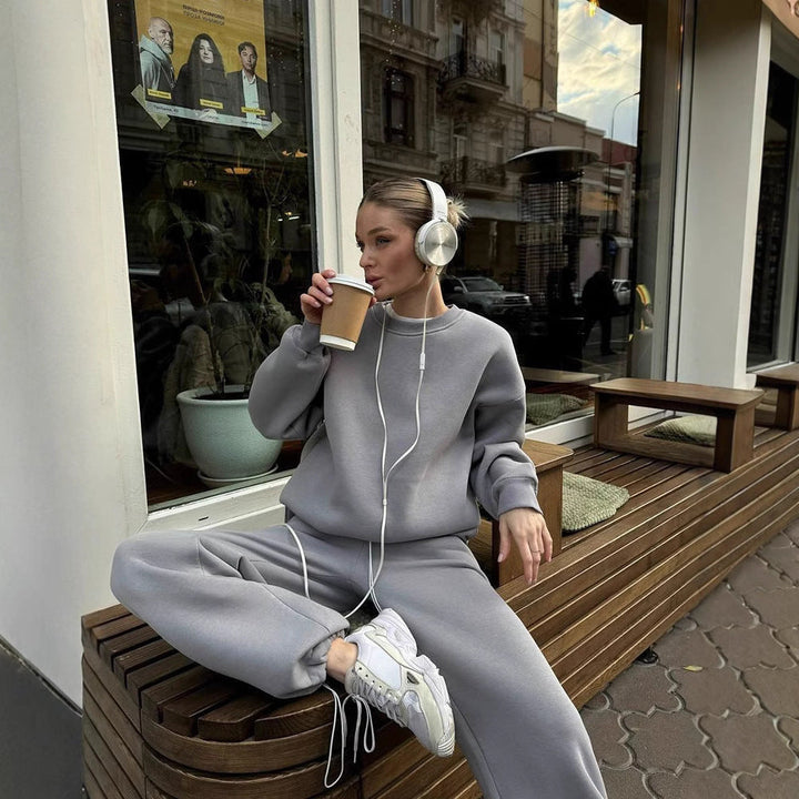 Damen lässiges Sweatshirt und weite Jogginghose Set Drune