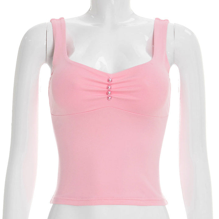 Damen modisches Bustier-Oberteil mit dekorativen Knopfdetails Drune