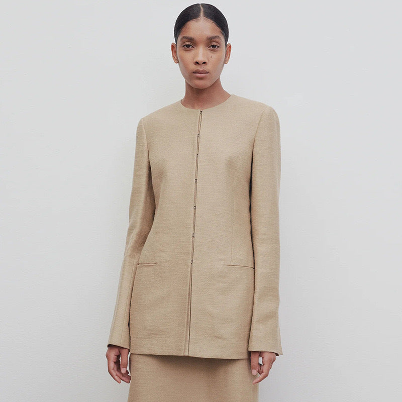 Damen Eleganter und strukturierter Blazer mit minimalistischer Knopfleiste Drune