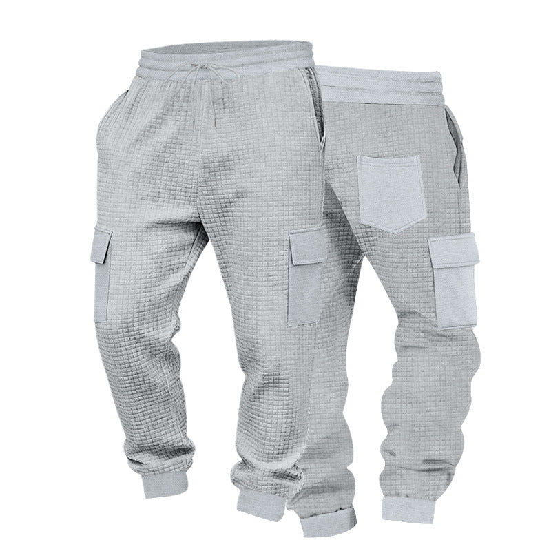 Herren Cargo-Jogginghose mit Waffelstruktur, elastischem Bund und Klappentaschen Drune