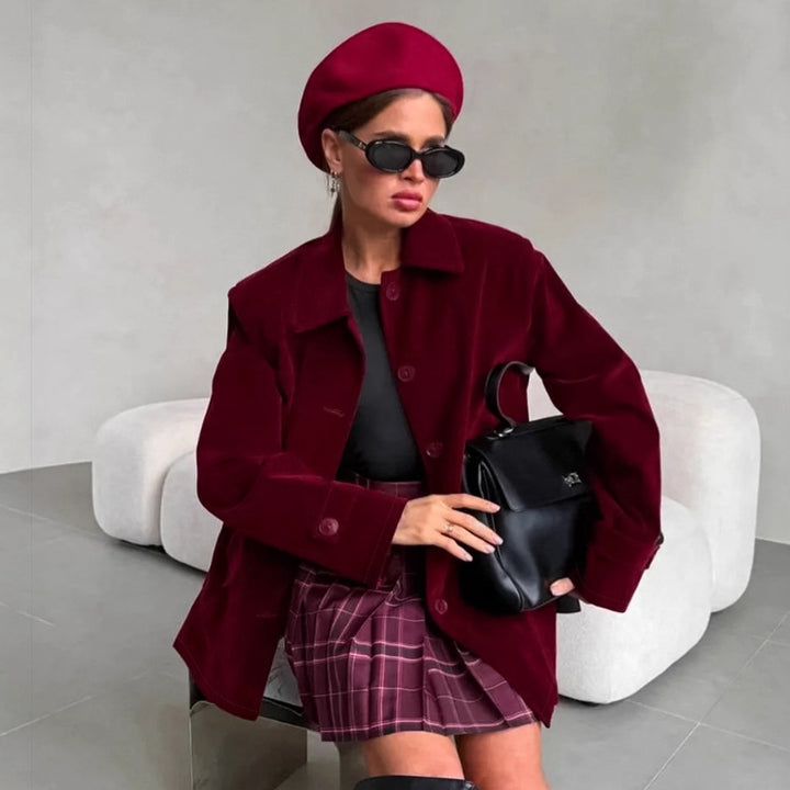 Damen Veloursjacke im modernen Oversized-Stil mit praktischen Taschen Drune