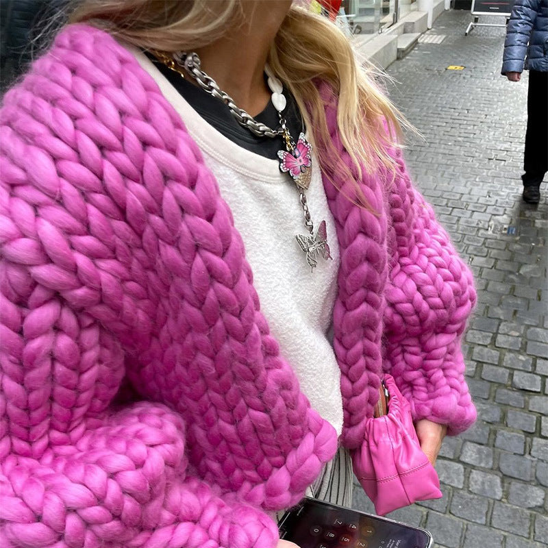 Damen Chunky Strickjacke Drune