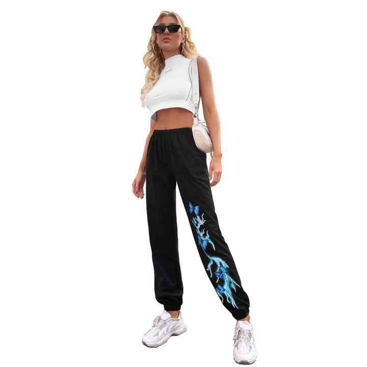 Damen lässige Jogginghose mit buntem Schmetterlings- und Blitzdesign Drune
