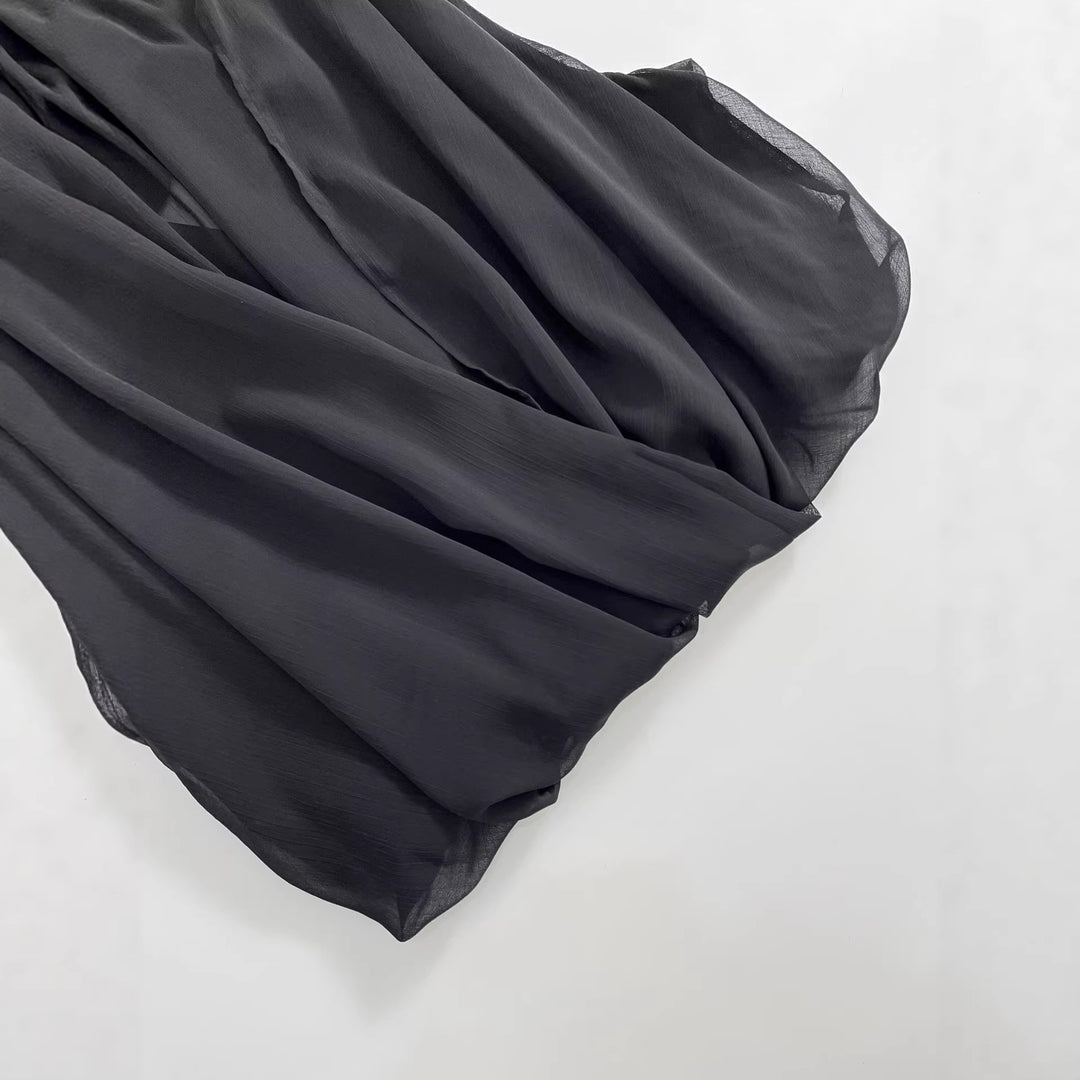 Damen Ärmellose Chiffonbluse mit Schleifenkragen und elastischem Saum Drune