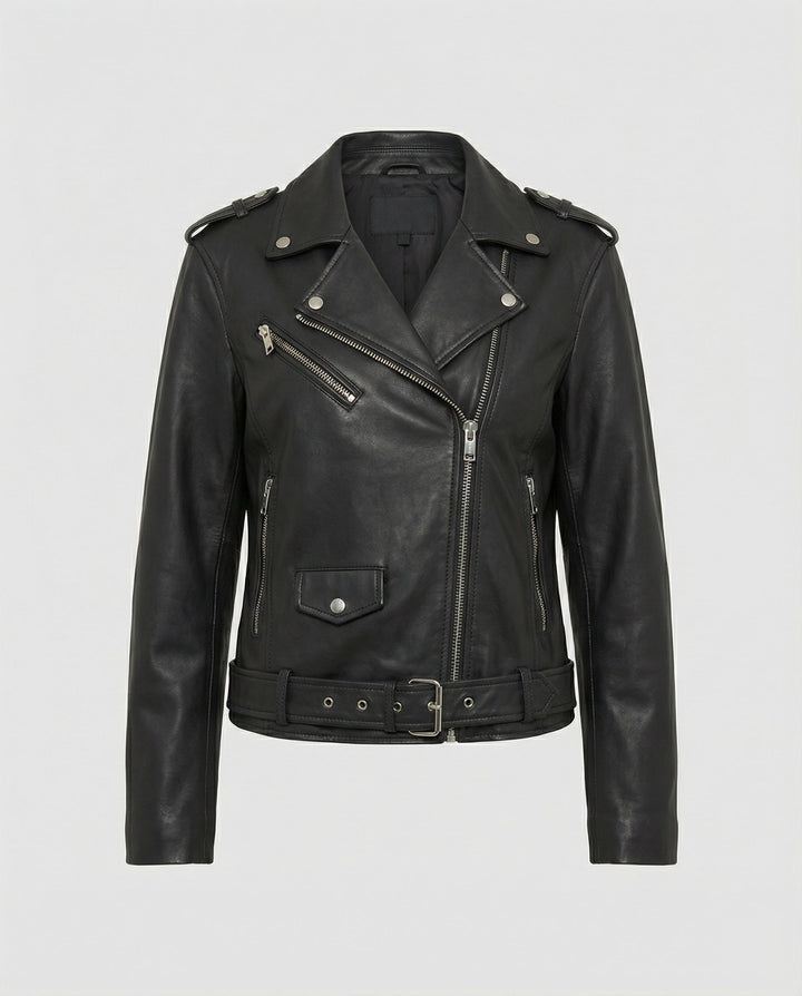 Damen Lockere Kunstleder Bikerjacke