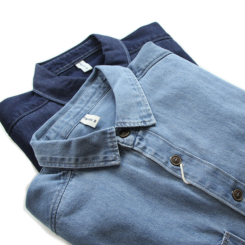 Herren Denim-Worker-Hemdjacke mit Brusttaschen und lockerer Passform Drune