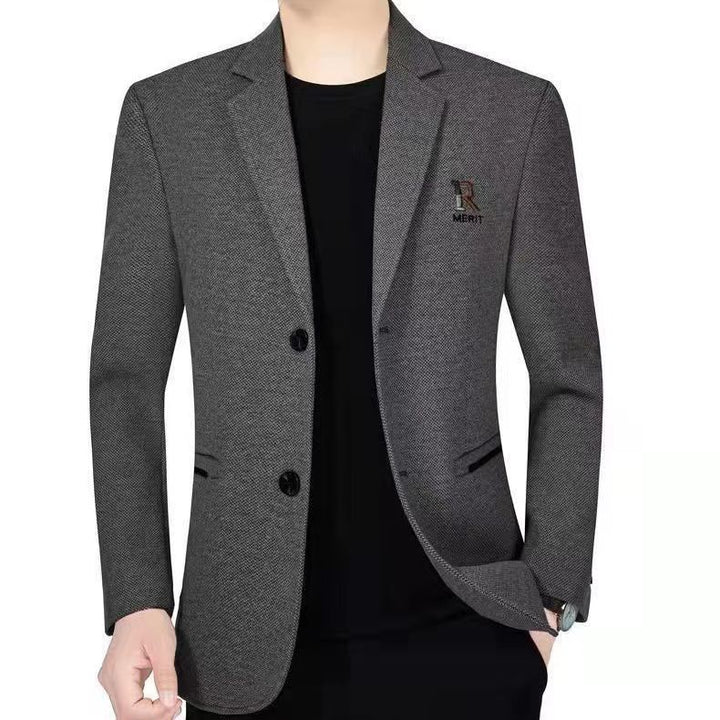 Herren Slim-Fit Sakko mit feiner Fischgrätstruktur und Zwei-Knopf-Verschluss Drune