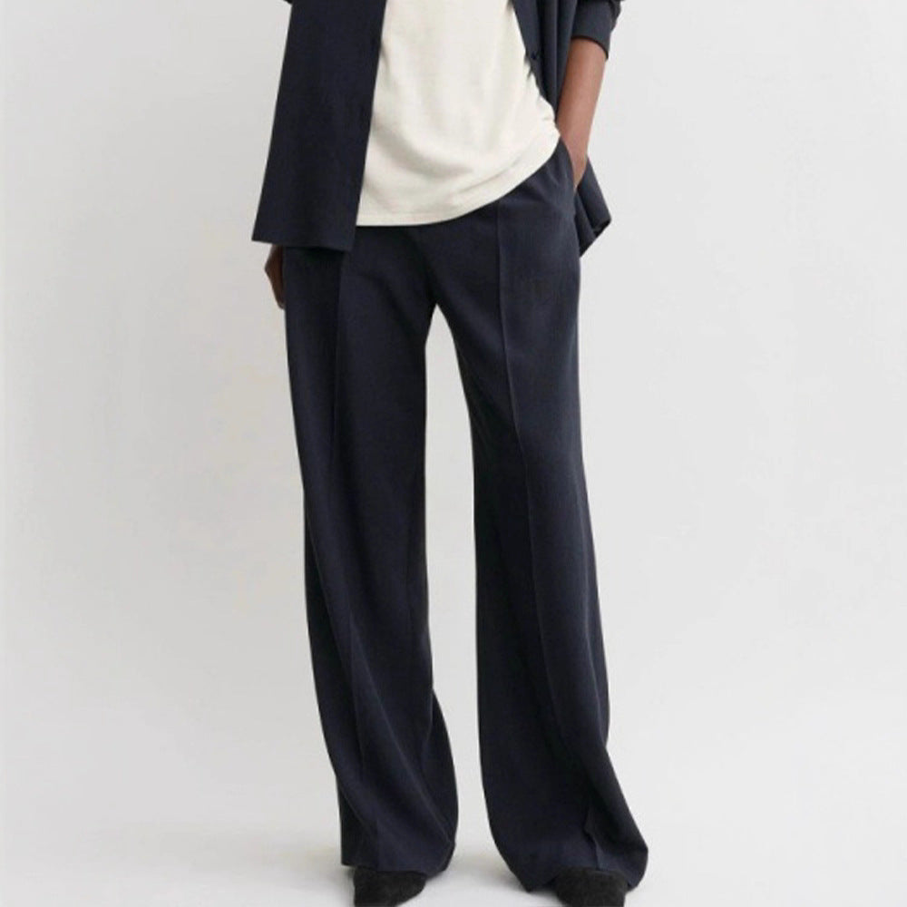 Damen Weit geschnittene Chiffon-Hose mit elastischem Bund Drune