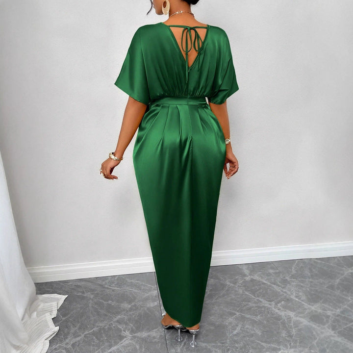 Damen Midikleid mit elegantem V-Ausschnitt und seitlichem Schlitz Drune