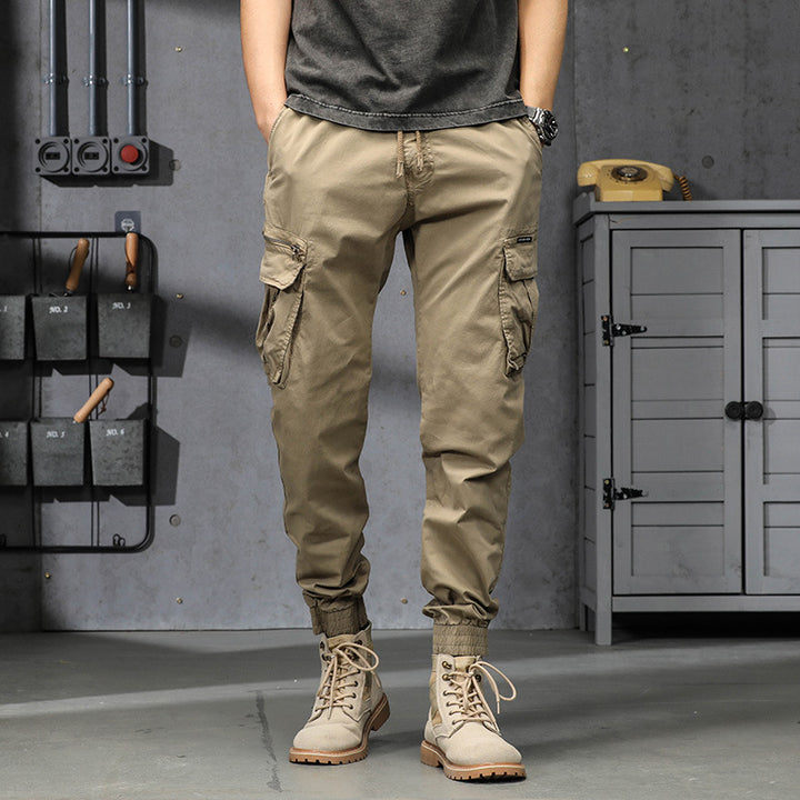 Herren Cargo-Joggerhose mit Tunnelzug, Multifachtaschen und geripptem Knöchelabschluss Drune
