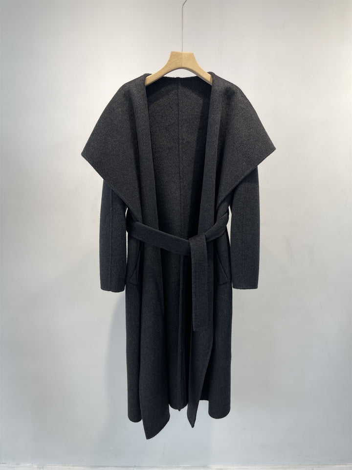 Damen Eleganter Drapierter Langmantel Drune