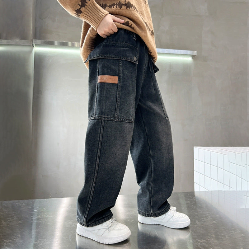 Damen lässige Cargo-Jeans im Oversized-Stil Drune