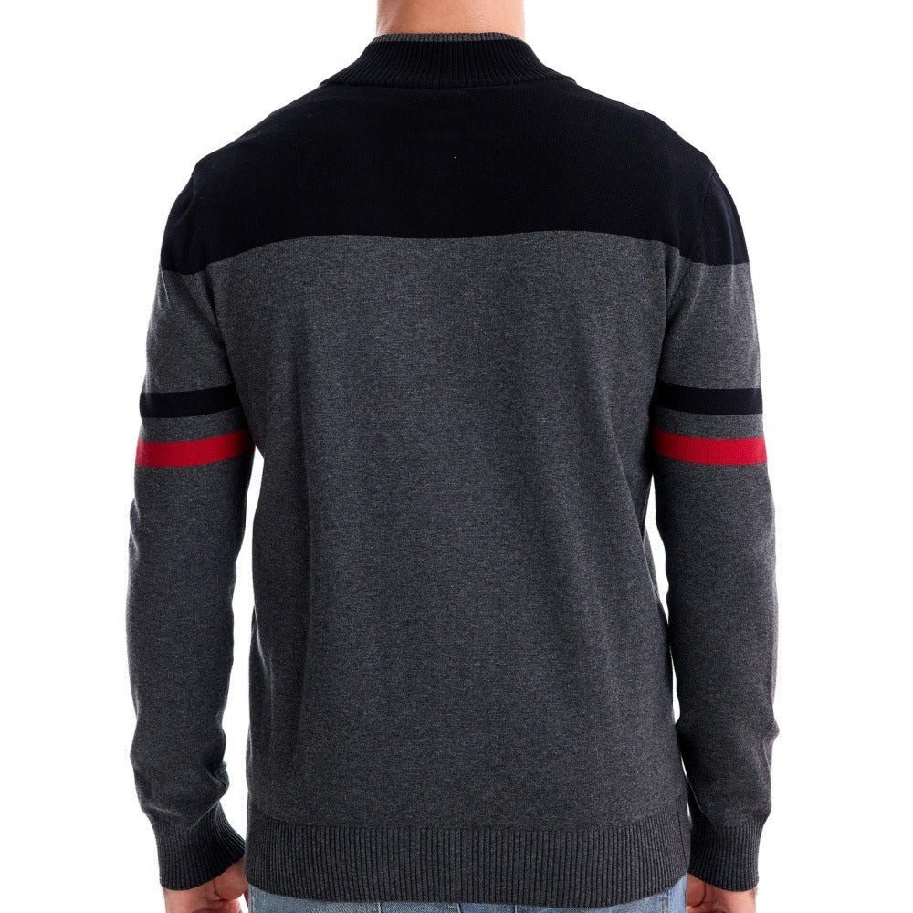 Herren sportliche Strickjacke mit hohem Kragen und Reißverschluss Drune