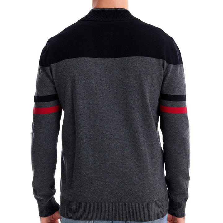 Herren sportliche Strickjacke mit hohem Kragen und Reißverschluss Drune
