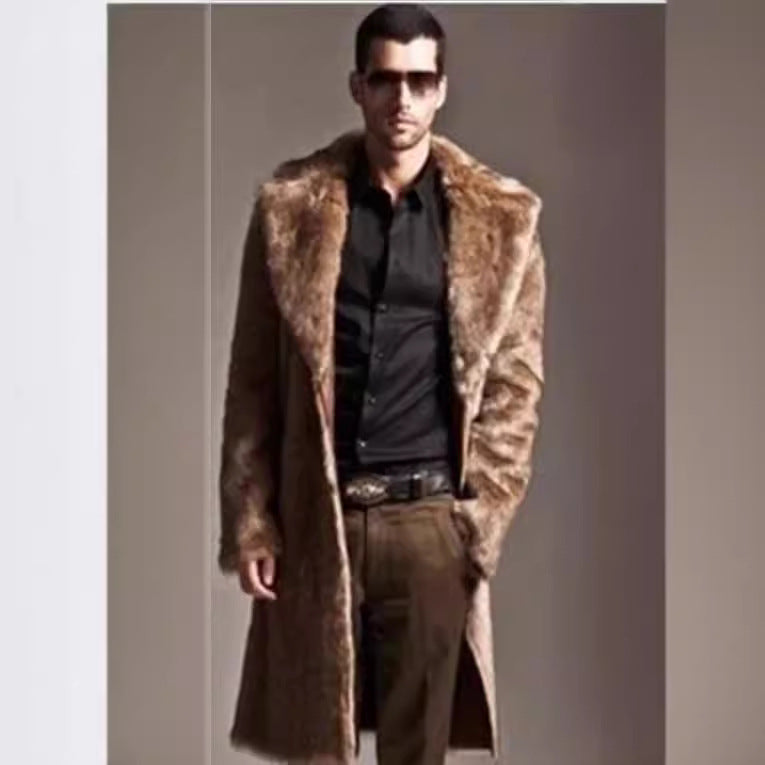 Herren Eleganter Kunstfell-Mantel Drune