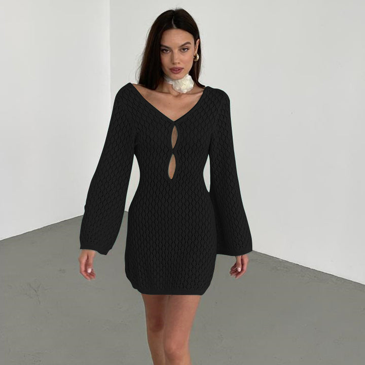 Damen Strickkleid mit innovativem Netzdesign und eleganten Cut-Outs Drune
