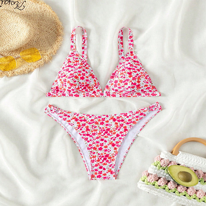 Damen Triangel-Bikini mit floralem Muster Drune