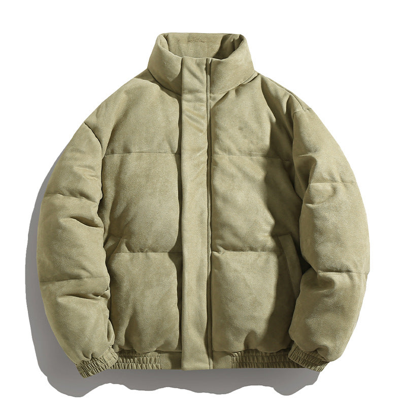 Unisex Gefütterte Velours-Pufferjacke im Boxy‑Schnitt mit hohem Kragen und verdecktem Reißverschluss Drune