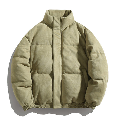 Unisex Gefütterte Velours-Pufferjacke im Boxy‑Schnitt mit hohem Kragen und verdecktem Reißverschluss Drune