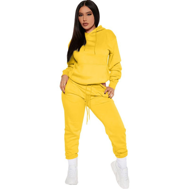 Damen nan zweiteiliges Lounge-Set mit Kapuzenpullover und High-Waist Jogginghose aus weichem French Terry Drune