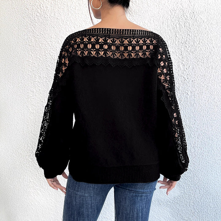Damen Elegantes Strickoberteil mit raffinierten Spitzenärmeln Drune