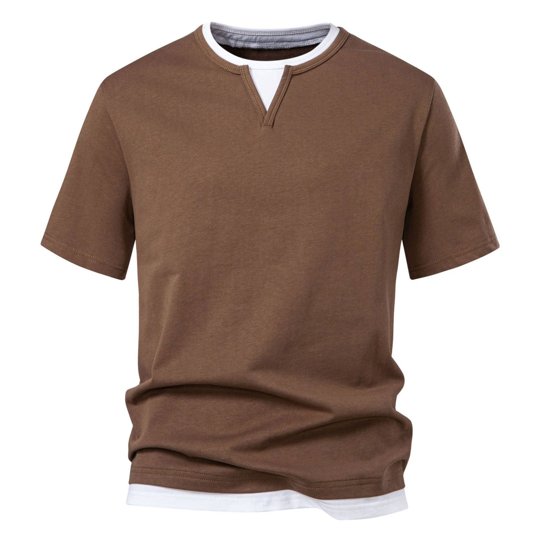 Herren Langarmshirt mit Lagen-Look und markantem Schlitzkragen Drune