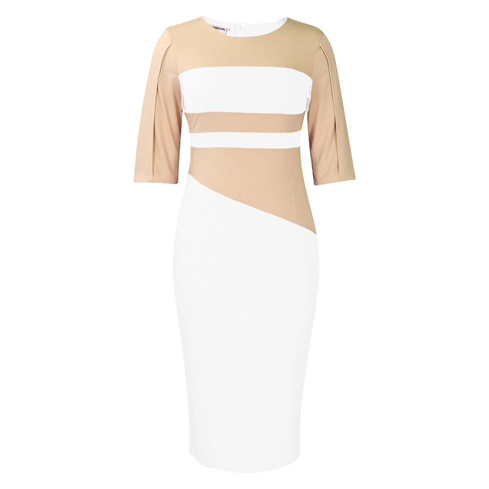 Damen Figurbetontes Kleid mit asymmetrischem Design und eleganten Ärmeln Drune