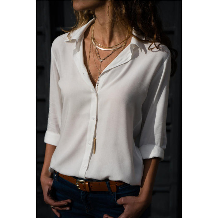 Damen Lockere Bluse mit modernem Schnitt und bedeutenden Knopfdetails Drune