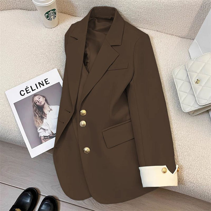 Damen Eleganter Blazer mit goldenen Knöpfen Drune