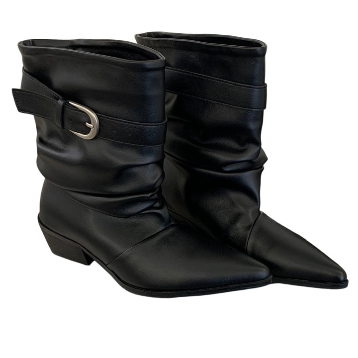 Damen Modische Stiefeletten mit Riemchen und Bequemlichkeitsdetails Drune
