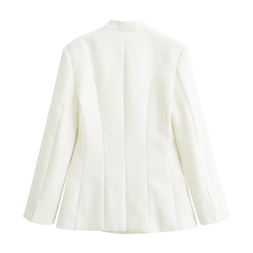 Damen Taillierte Blazer‑Jacke mit Stehkragen, asymmetrischer Knopfleiste und Eingrifftaschen Drune