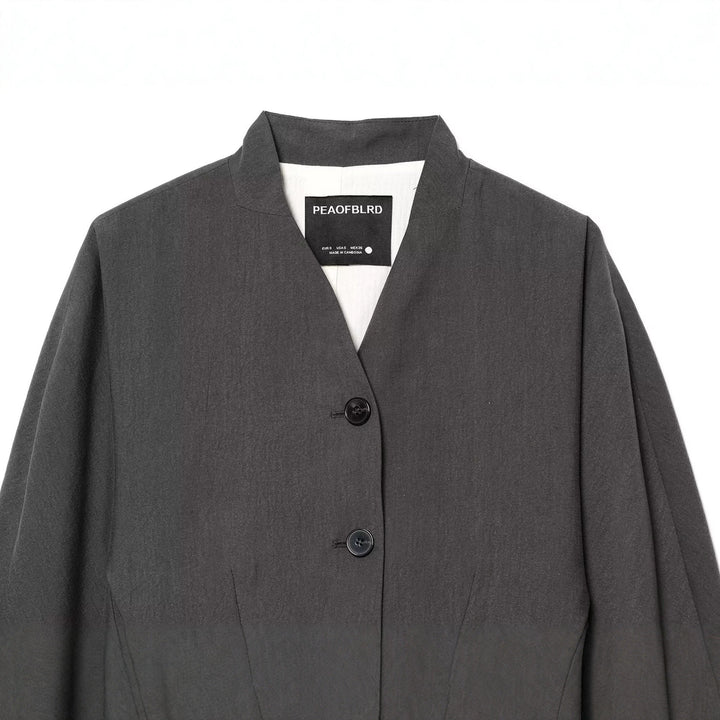 Damen Taillierter Kurzblazer mit Stehkragen, V‑Ausschnitt und Drei-Knopf-Detail Drune