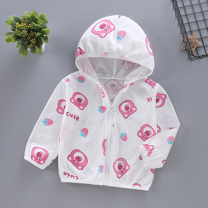 Unisex nan leichte Kapuzenjacke für Kleinkinder mit süßem Tierprint und Reißverschluss  Drune