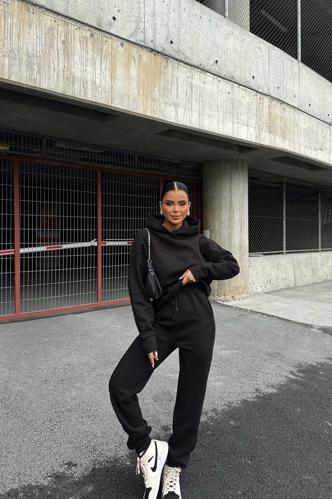 Damen lässiger Hoodie- und Jogginganzug mit elastischem Bund und Oversized-Schnitt Drune