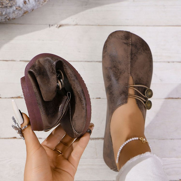 Damen komfortable Slipper mit modischen Knopfdetails Drune