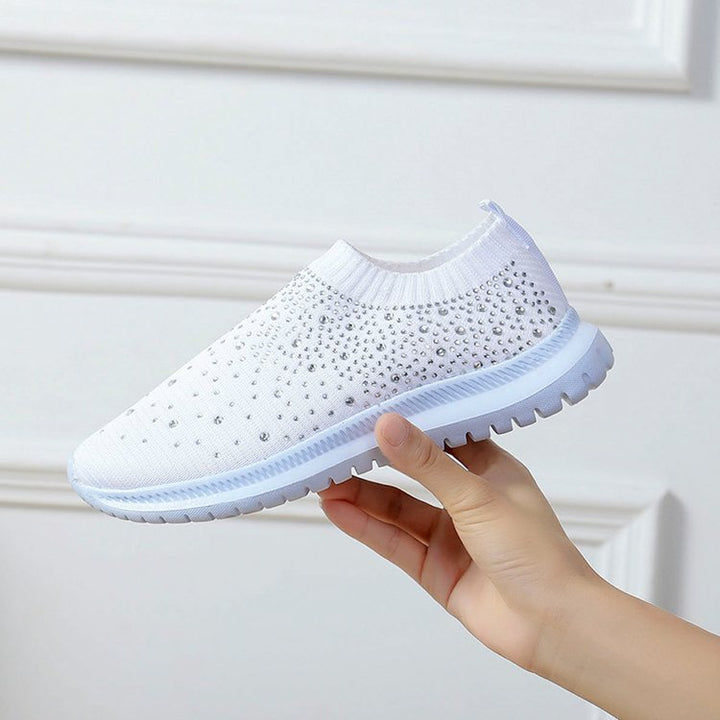 Damen Elastischer Sock-Sneaker mit Strass‑Nieten, atmungsaktivem Strickschaft und dämpfender Komfortsohle Drune