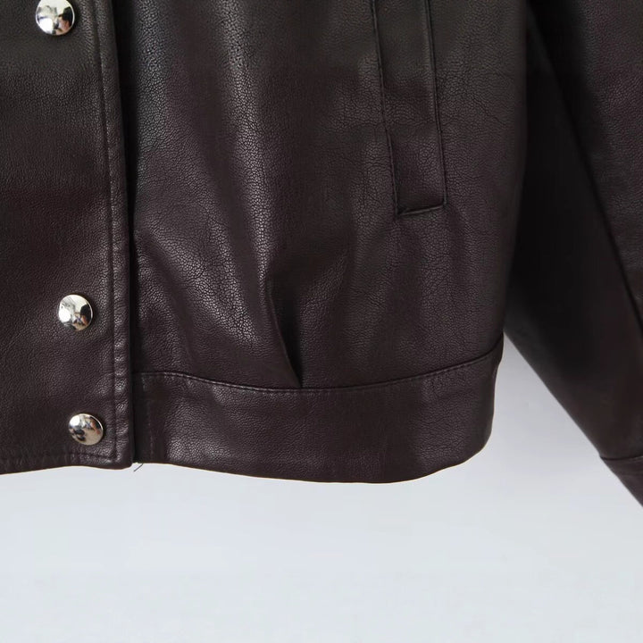 Damen Kunstlederjacke mit modernem Design und praktischen Taschen Drune