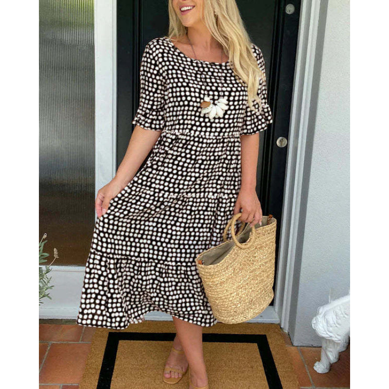 Damen Midi-Kleid im lässigen Boho-Stil mit reißfestem Material und elastischen Ärmeln Drune
