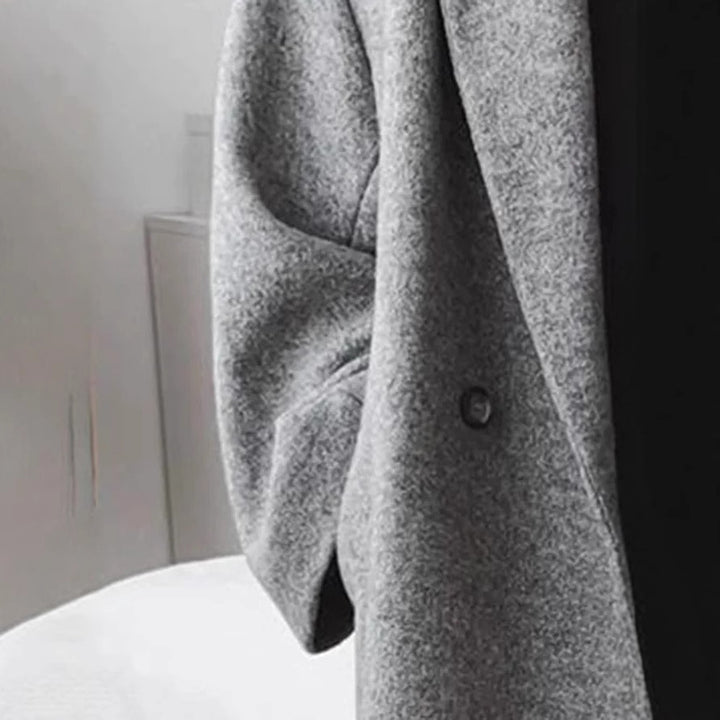 Damen Oversized Bouclé-Mantel mit doppelter Knopfleiste Drune