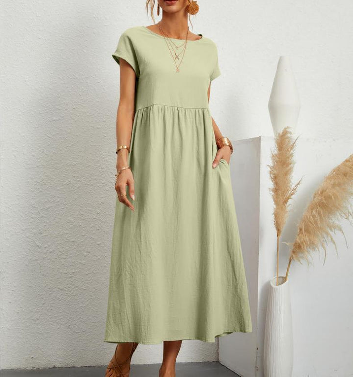 Damen lässiges Midikleid mit elegantem Schnitt und praktischen Taschen Drune