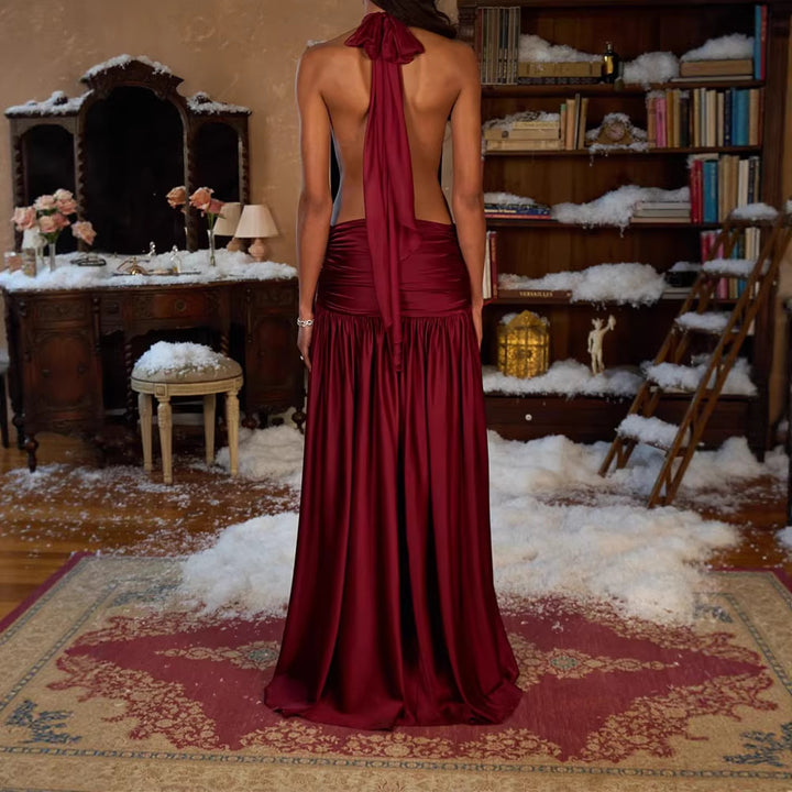 Damen Elegantes Abendkleid mit Raffung Drune