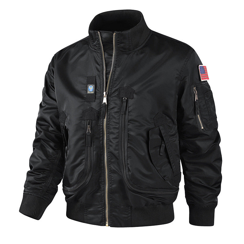 Herren nan klassische Bomberjacke im Pilotendesign mit Multifunktionstaschen und robustem Reißverschluss Drune