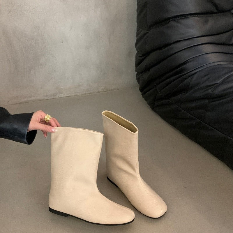 Damen Modische Stiefel ohne Schnürung Drune