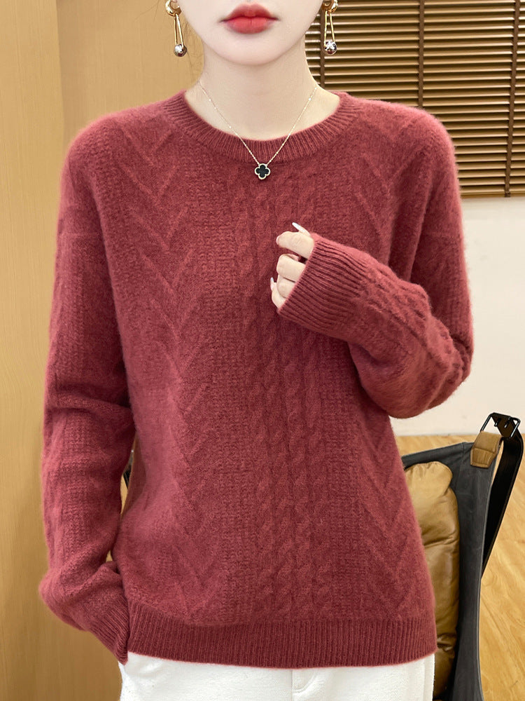 Damen Kurzpullover mit Zopfmuster, Rundhals und kaschmirähnlicher Weichheit Drune
