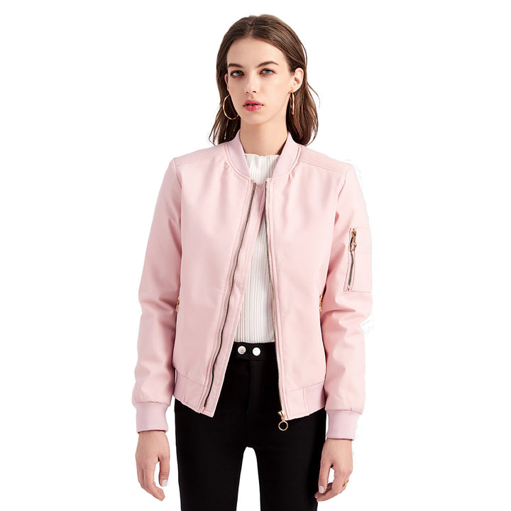Damen nan leichte sportive Bomberjacke mit Ringzipper und Ärmeltasche Drune