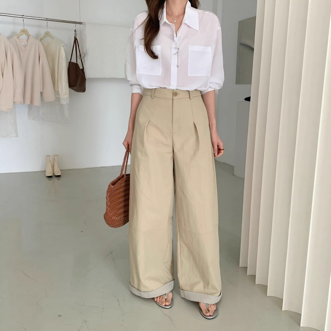 Damen Modische Chinohose mit weitem Schnitt Drune